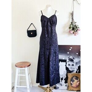 Vintage 1950s 50s Purple Sleeveless Maxi Slip Dress M Classic